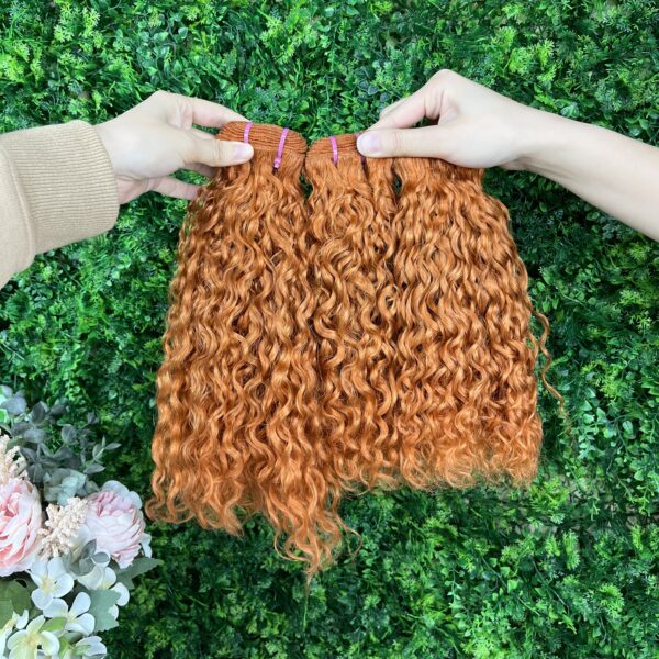 #350 Ginger Water Wave Curly Human Hair Bundles - Image 2